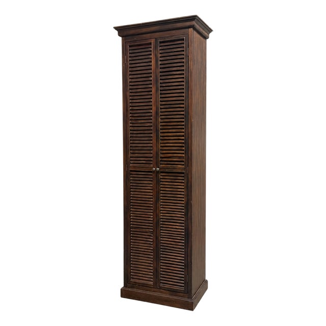 Reclaimed Wood Two-Door Louvered Storage Cabinet For Sale