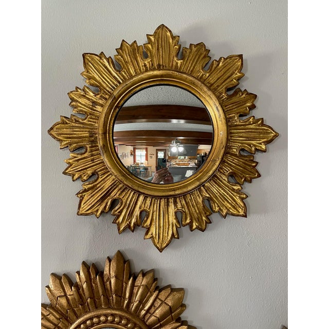 Vintage French Style Giltwood Sunburst Wall Mirror For Sale - Image 15 of 15