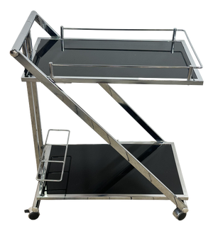 Vintage Z-Line Serving Cart in Chrome and Smoked Glass, 2000s