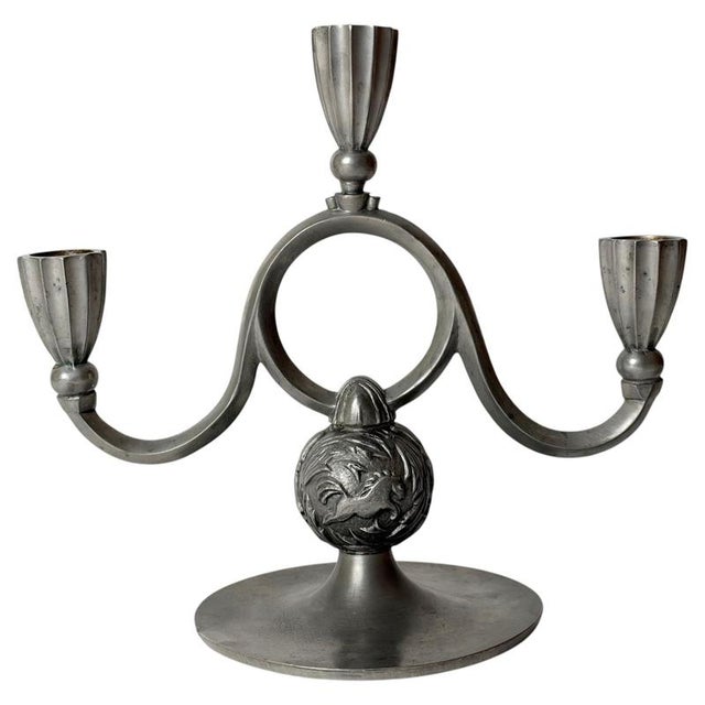 Art Deco Swedish Pewter Candelabra with Horse Relief from Svenskt Tenn, 1932 For Sale - Image 14 of 14