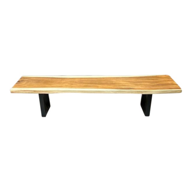 Contemporary Solid South American Walnut Live Edge Bench For Sale