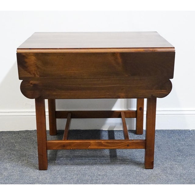 Ethan Allen Country Craftsman Solid Pine Early American Shaker Style 37" Drop Leaf Accent End Table 19-8304 - 219 Medium Brown Finish For Sale - Image 16 of 17