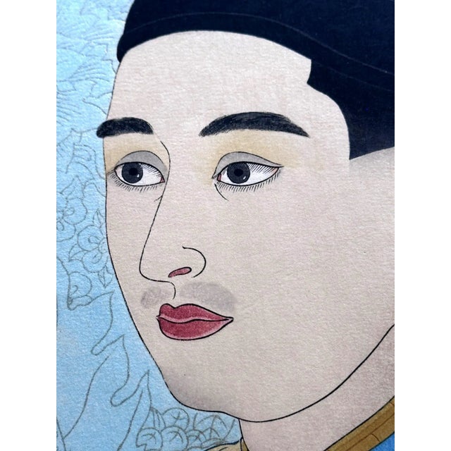 Japanese Woodblock Print Le Mandarin Aux Lunettes by Paul Jacoulet For Sale - Image 4 of 12