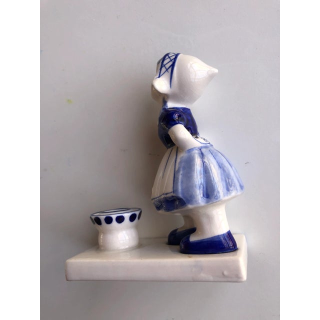Delft Vintage Delft Little Dutch Girl Figurine & Candle Holder For Sale - Image 4 of 8
