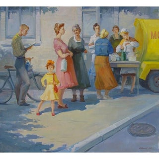 Soviet Era Oil Painting: Ukrainian Artist Ushakov, 1989 110-120 For Sale