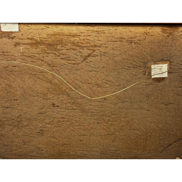 British Antique Oil Painting in the Manner of Sir Alfred Munnings C1912 Equine Portrait the Mint Chestnut Thoroughbred Stallion in Stable For Sale - Image 15 of 18