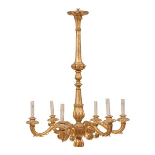 Early 20th Century Italian Gilded Gold Colored Six-Light Chandelier For Sale