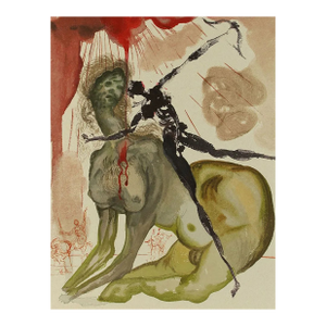1960 Salvador Dali Woodcut Hell 12 the Minotaur