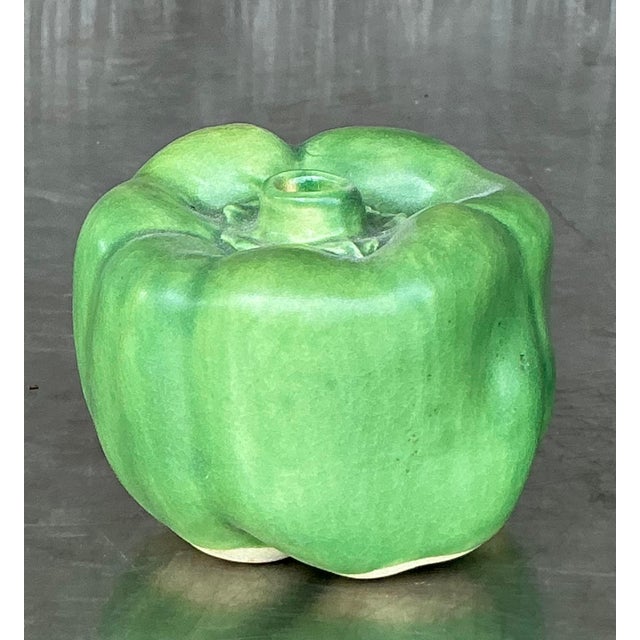 Add a dash of playful charm to your décor with this vintage glazed ceramic bell pepper sculpture. Hand-formed and finished...