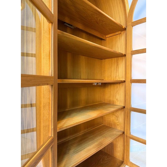 Brown Round Arched Teak Display Case with Lighting by Dyrlund For Sale - Image 8 of 11
