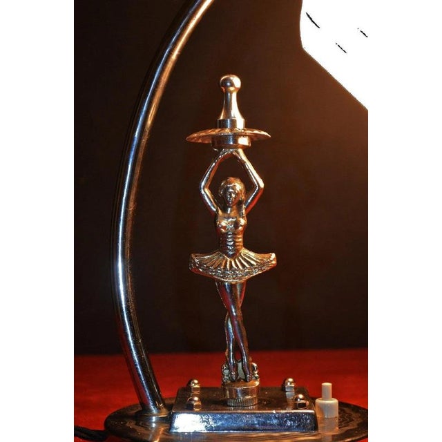 Art Deco Italian Figural Dancer Table Lamp with Art Glass Shade, 1930s For Sale - Image 9 of 18