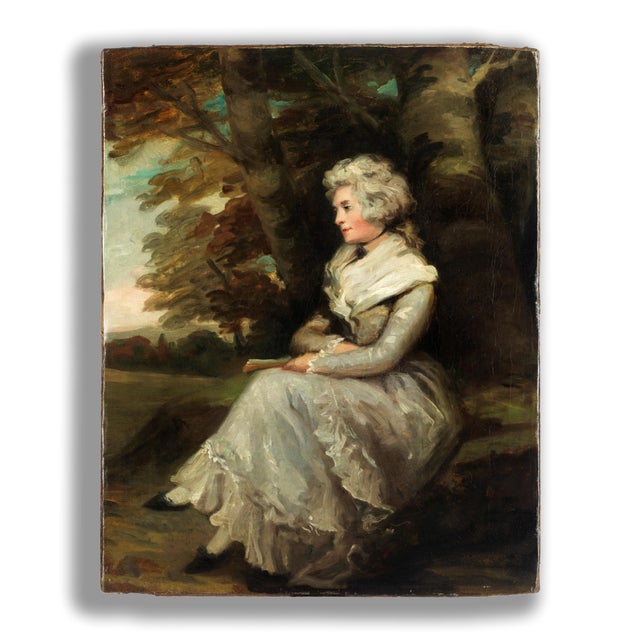 After John Hoppner, Portrait of a Lady, 1800s, Oil on Canvas For Sale - Image 7 of 8