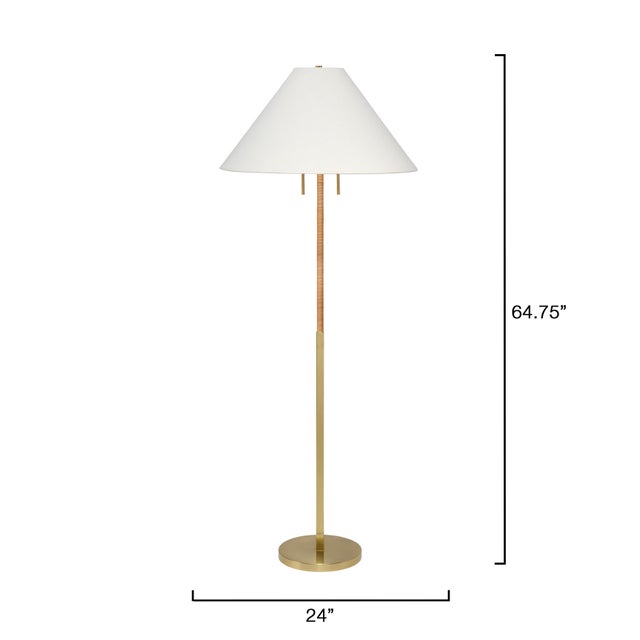 Modern Harrison Floor Lamp, Natural Rattan For Sale - Image 3 of 6