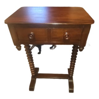1920s Antique American Bobbin Oak Wood Side Table For Sale