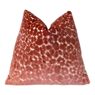 Desert Coral Leopard 20x20 Velvet Throw Pillow With Feather Down Insert For Sale