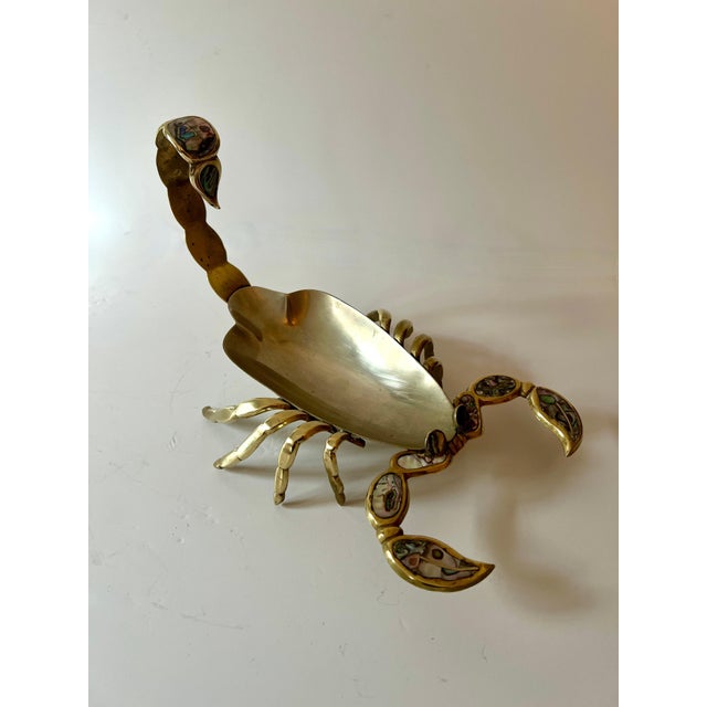 Mid-Century Modern Mexican Brass Abalone and Chrome Scorpion in the Style of Los Castillo For Sale - Image 3 of 7