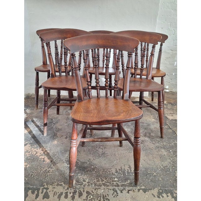 Antique Farmhouse Dining Chairs in Oak, Befos, Set of 6 For Sale - Image 9 of 9