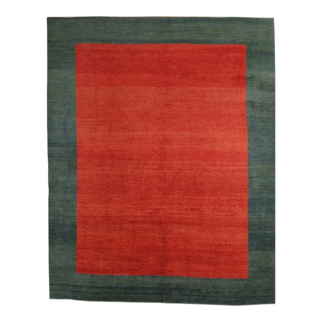 Vintage Hand-Knotted Persian Gabbeh Rug 9'8" X 12'1" For Sale