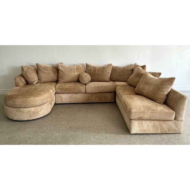 Late 20th Century Vintage Kreiss Boucle Chenille Sectional Sofa For Sale - Image 5 of 12