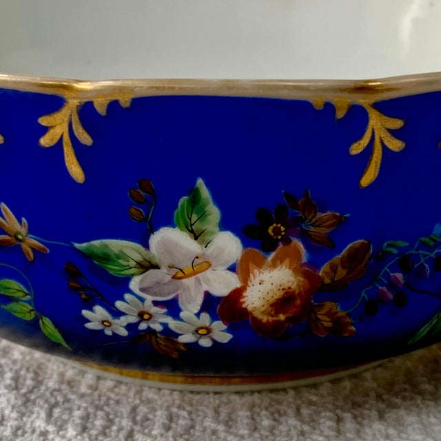 Antique Russian Gardner Porcelain Bowl, Cobalt Blue Floral, Gilt, Moscow, 7", C. 1880 For Sale In Philadelphia - Image 6 of 17