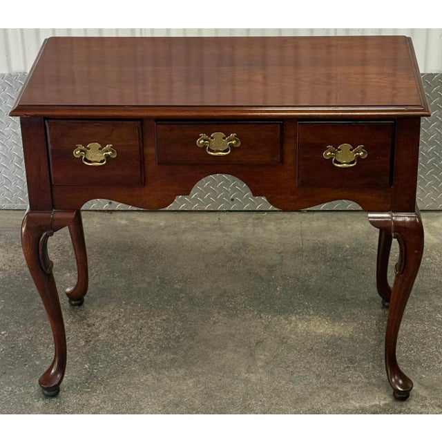 Traditional Vintage Gordon’s Fine Furniture Solid Cherry Georgian Lowboy For Sale - Image 3 of 12