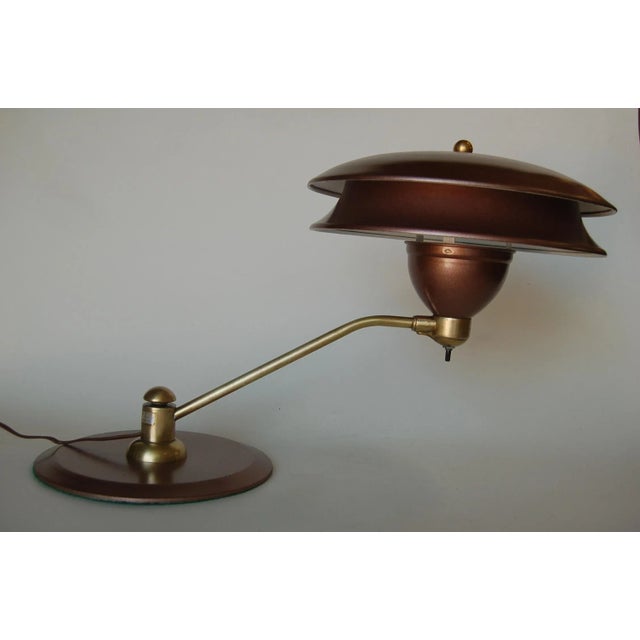 Art Deco Desk Lamp W/ Large 13" Double Saucer Shade by Art Specialty Co. For Sale - Image 4 of 9