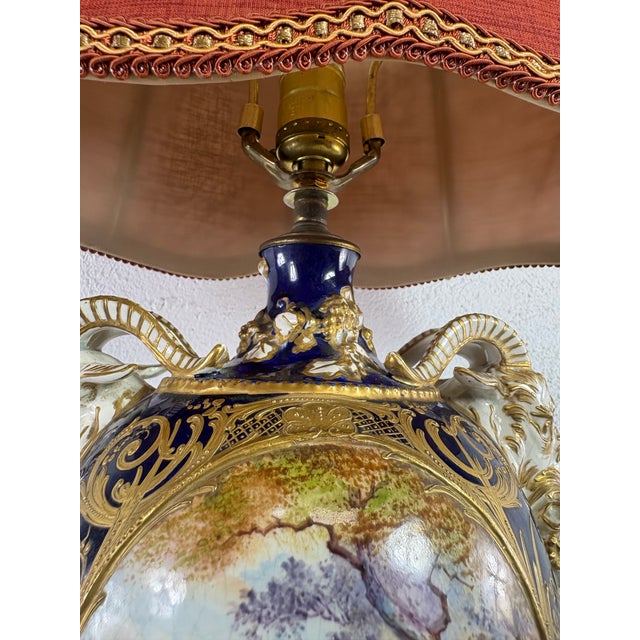 Early 20th Century French Porcelain Hand Painted Classical Lamp For Sale - Image 9 of 12