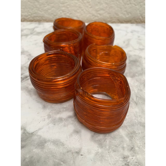 Vintage Orange Honey Toned Napkin Rings, Set of Six For Sale In Sacramento - Image 6 of 7