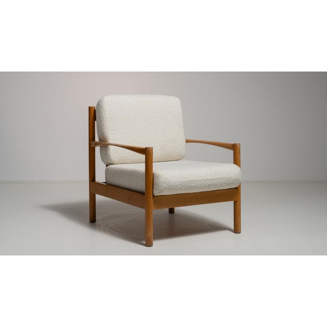 Mid 20th Century Mid 20th Century France Modern Cream Wood Armchair For Sale - Image 5 of 9