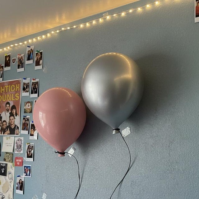 Ceramic Silver Ceramic Balloon Wall Sculpture -Large Size For Sale - Image 7 of 9