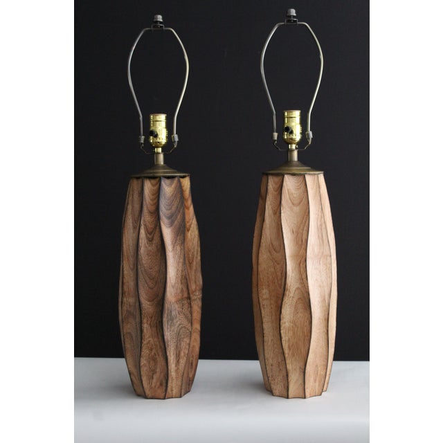 Mid-Century Modern Mid 20th Century Weatwood Studio Style Carved Waknut - a Pair For Sale - Image 3 of 12