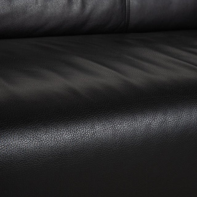 Modern Model 322 3-Seater Sofa in Black Leather from Rolf Benz For Sale - Image 3 of 12