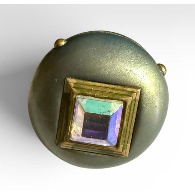 Set of Eight Hollywood Regency Metallic Wood Knobs With Iridescent Aurora Borealis Gems For Sale - Image 17 of 18