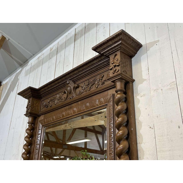 Early 20th Century Louis XIII Oak Fireplace and Overmantel For Sale - Image 4 of 14