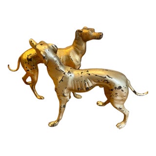 Vintage Pair Hollywood Regency MCM Whippet Greyhound Statues 21” T X 24”w Ea For Sale
