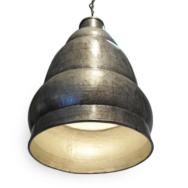 Industrial Hammered Nickel Shalet Pendant For Sale - Image 4 of 9