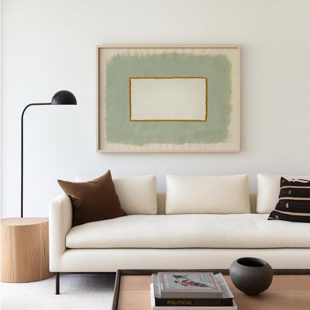 Contemporary Minimalist Neutral Sage Green Art Print, Emily Keating Snyder, 24 X 30 Print in Wood Frame For Sale - Image 3 of 4