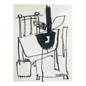 "Tabletop, 2" Contemporary Abstract Still Life Painting on Paper by Sarah Trundle