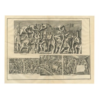 Bernard de Montfaucon, Roman Legionaries Clearing Woodland and Raising Walls, Trajan's Column, 1722, Engraving For Sale