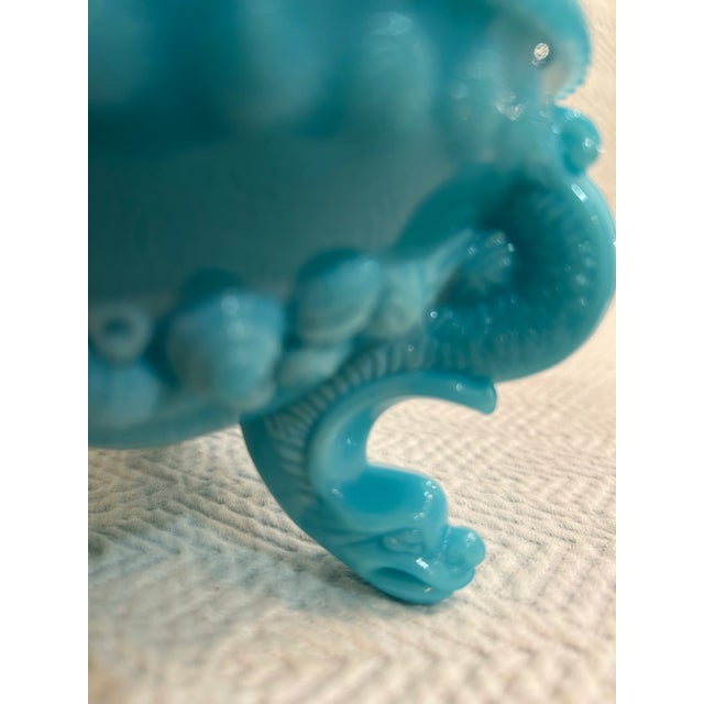 Mid 20th Century Westmoreland Blue Milk Glass “Argonaut” Lidded Candy Dish For Sale In New Orleans - Image 6 of 10