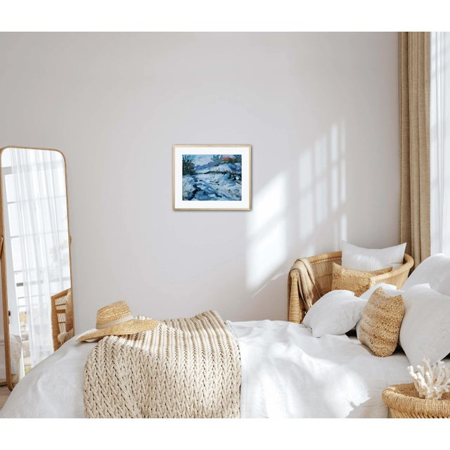 Textile Winter Along the Creek, Contemporary Landscape Oil Painting For Sale - Image 7 of 8