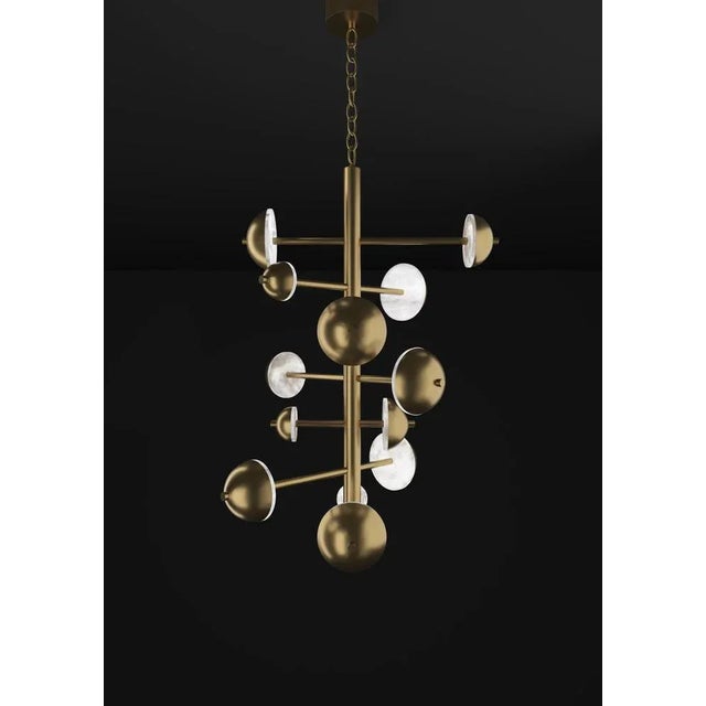 Ares bronze chandelier by alabastro italiano dimensions: d 74,5 x w 73 x h 110 cm. Materials: white alabaster and bronze....