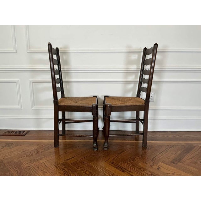 English Antique English Elm Ladder Back Dining Chairs—A Set of 10 For Sale - Image 3 of 18