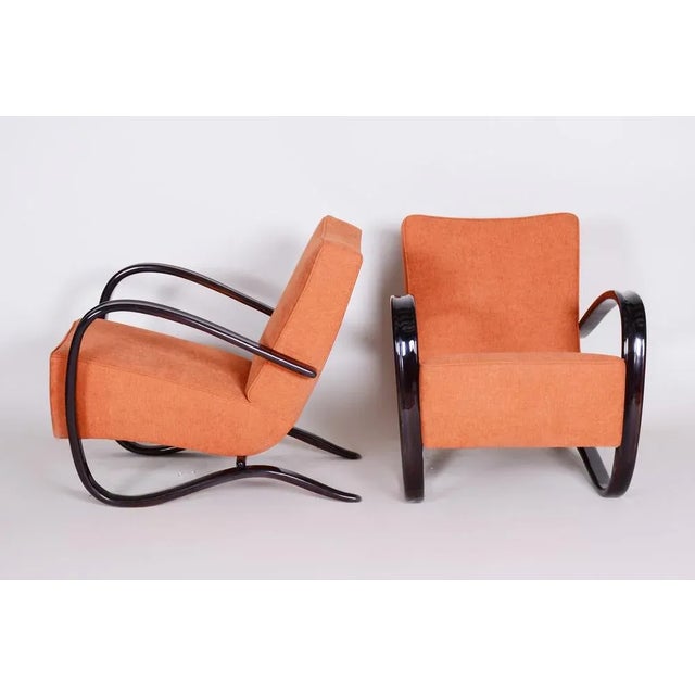 Black Set of Art Deco Model H-269 Armchairs attributed to Jindřich Halabala for Up Závody, 1930s For Sale - Image 8 of 10