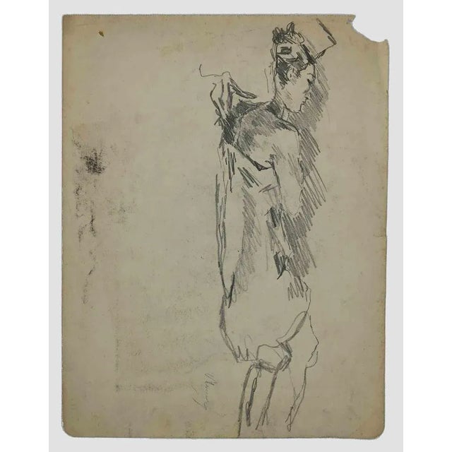 Portraits is an original Pencil Drawing realized by Mino Maccari in mid-20th century. Good condition on a yellowed paper....