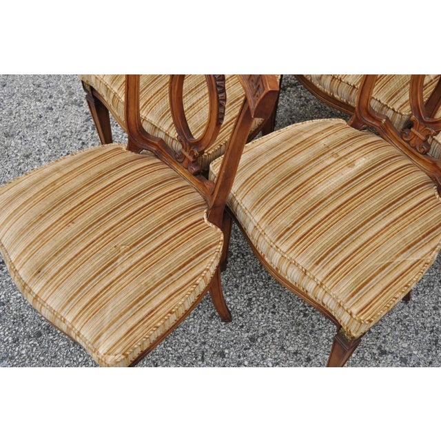 Vintage Italian Neoclassical Style Walnut Greek Key Dining Chairs - Set of 6 For Sale In Philadelphia - Image 6 of 12