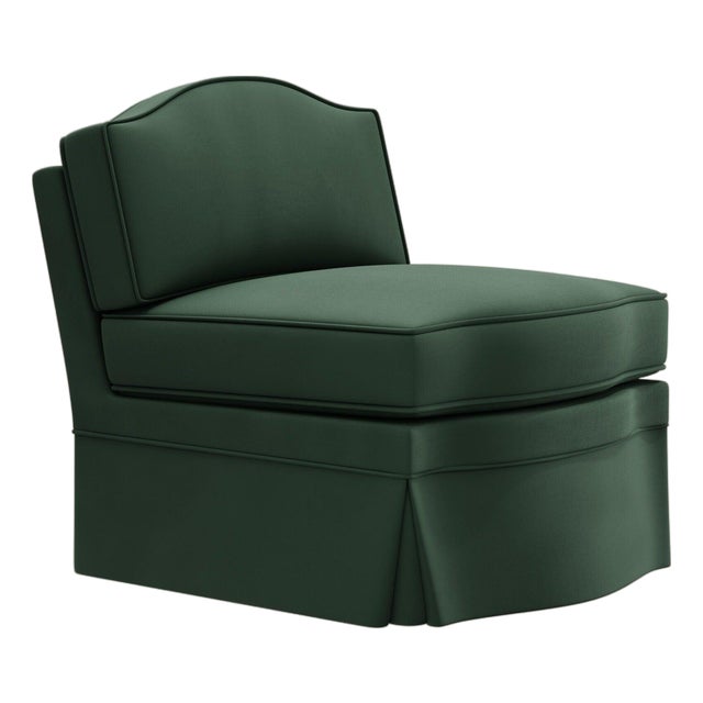 Olive Linen Felix Slipper Chair by Ceraudo For Sale