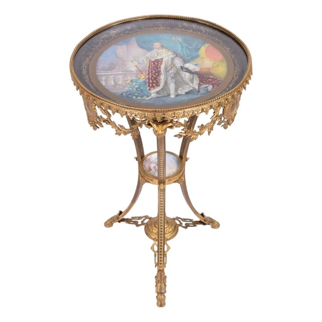Late 19th-Century French Louis XVI-Revival Ormolu Sèvres-Style Porcelain Ornamental Guéridon For Sale