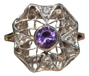 The Canon Court: Antique Lab Grown Color Change Sapphire and Diamond Cocktail Ring