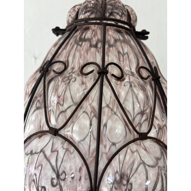 Glass 1950s 1 of 3 Big Mid-Century Seguso Murano Amethyst Blown Bubble Lantern Chandelier For Sale - Image 7 of 10